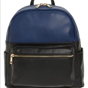 Nordstrom colorblock blue black zipper backpack